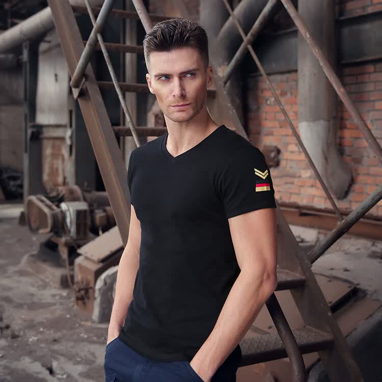 狼石户外军迷服装武警特种作战t恤衫 夏季短袖特种兵v领体恤军装体能