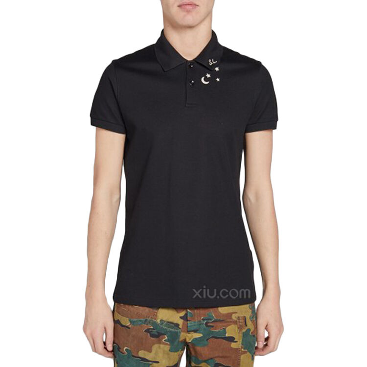saint laurent圣罗兰ysl 男士短袖纯棉polo衫 454124 黑色 38