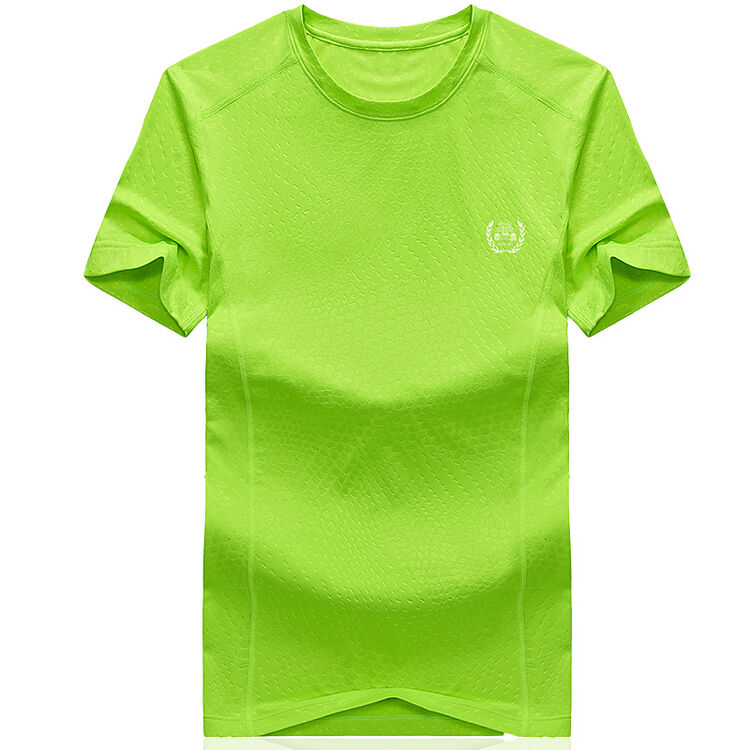 朗度吉普夏季情侣短袖速干t恤圆领宽松运动休闲衣男女纯色t恤 荧光绿