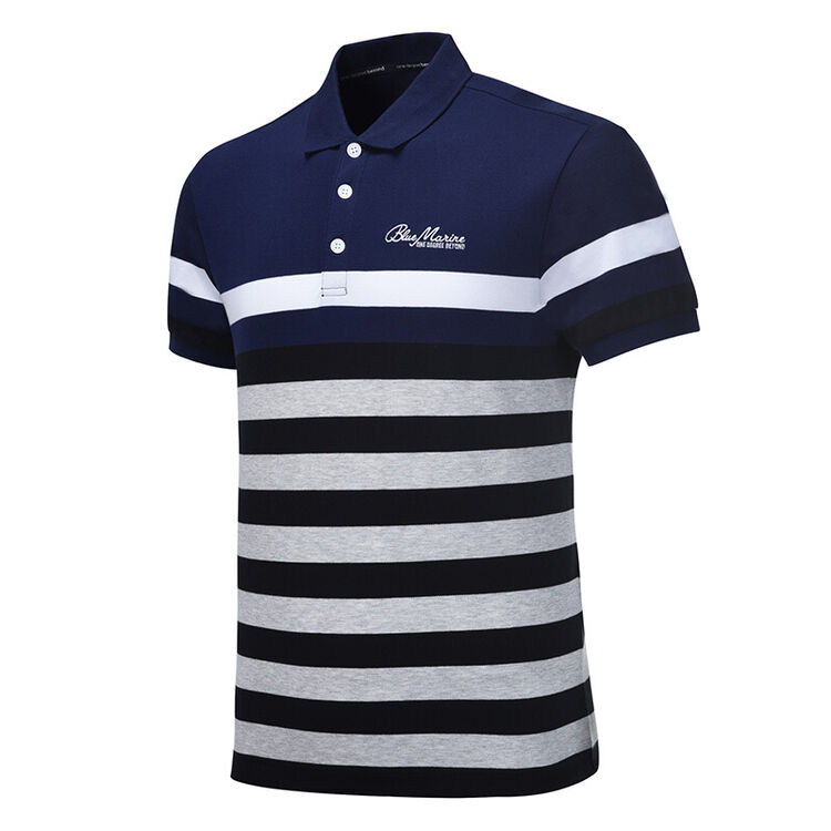 361度短袖t恤男装2017夏季361休闲条纹翻领polo衫 士林蓝 xl(180/100a