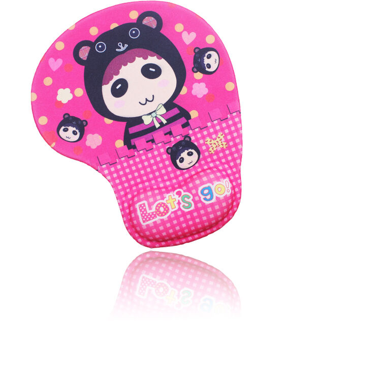 护腕鼠标垫 创意电脑手腕垫托手动漫卡通硅胶布面手枕护腕垫 熊妹妹