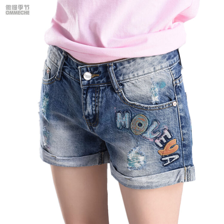 春夏季新款牛仔短裤女低腰显瘦性感大码毛边热裤破洞学生少女牛仔裤