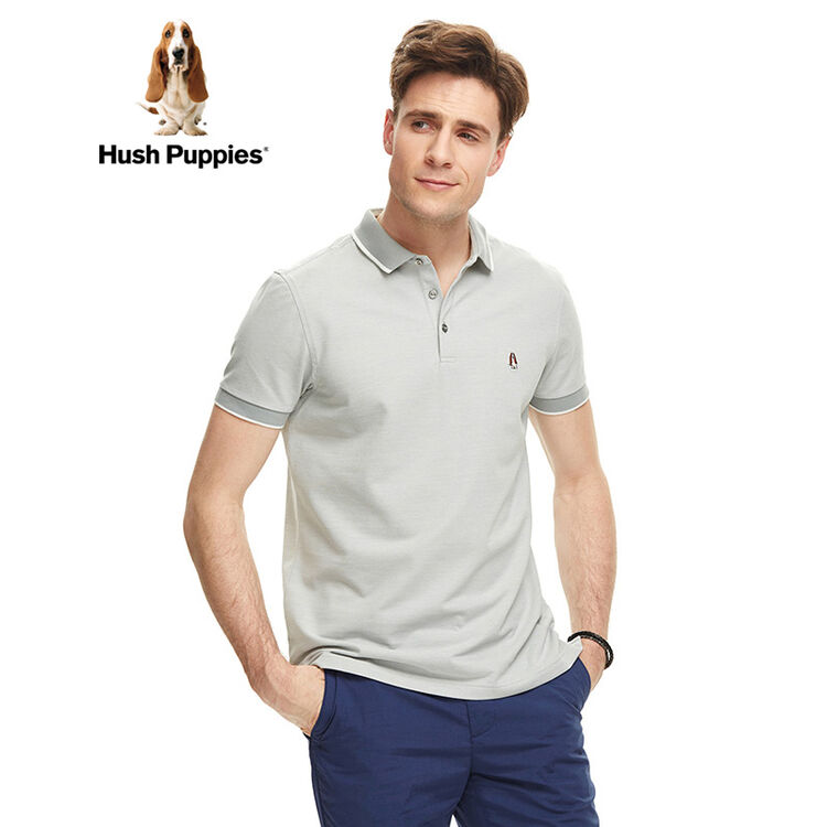 hushpuppies暇步士男装全棉牛津纺短袖男士polo衫|pd-jc008 中灰 m