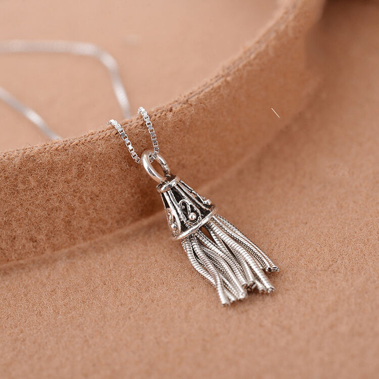 煜博银项链女锁骨链银流苏吊坠