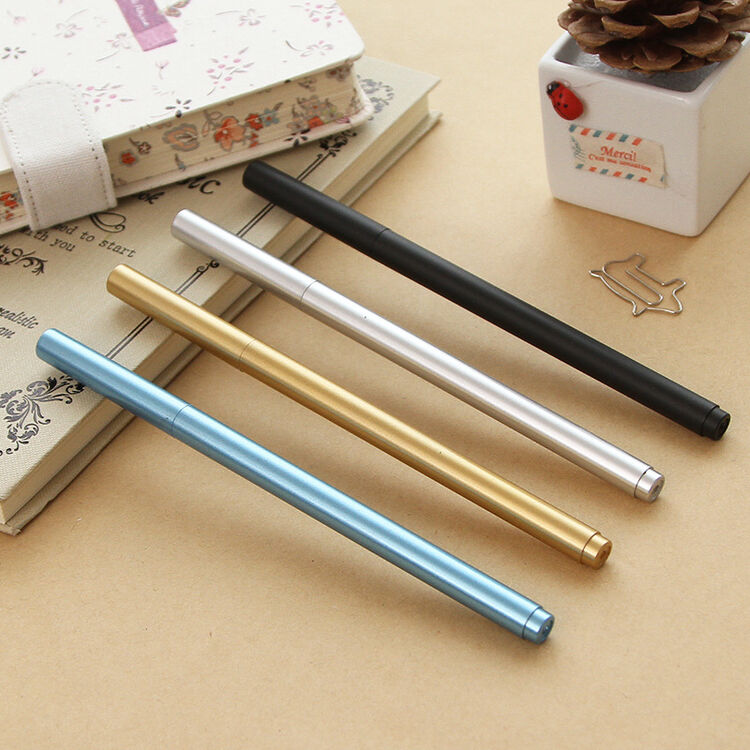 韩国文具创意金属中性笔水性笔 学生黑色签字笔0.