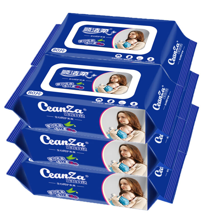 顺清柔 湿巾 成长日记手口柔湿纸巾80片*6包(带盖)