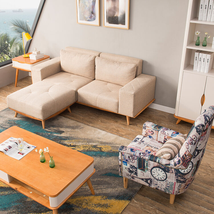 贝曼莎 实木布艺沙发 懒人沙发 北欧 现代简约 卧室客厅 双人位