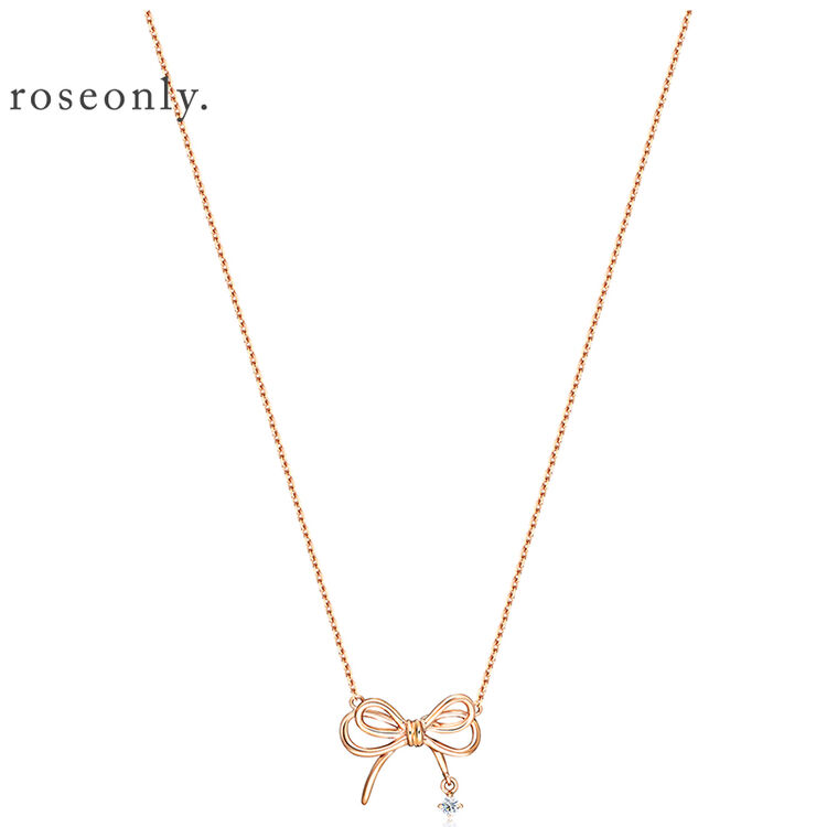 roseonly 项链k金项链蝴蝶结镶钻经典永续节日礼物 经典永续-蝴蝶结