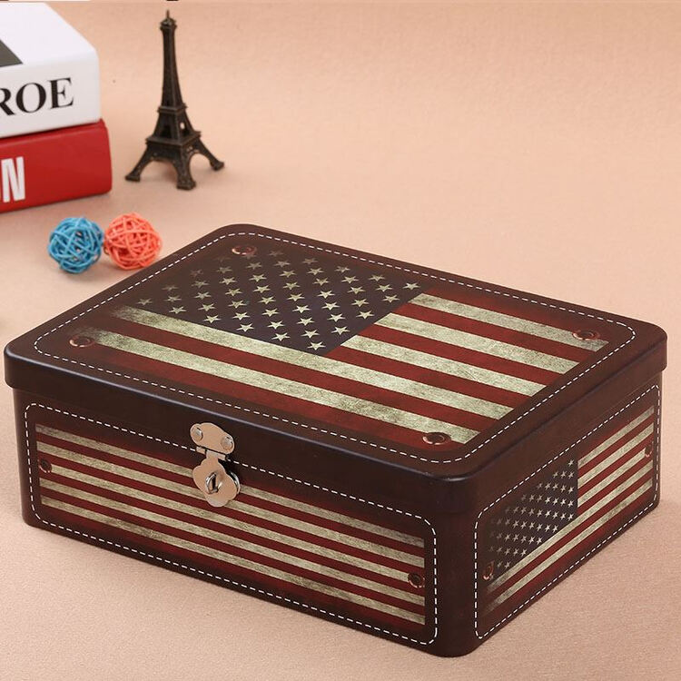 证件密码盒铁皮盒子小号可爱铁盒大号收纳箱饰品带锁收纳盒首饰盒