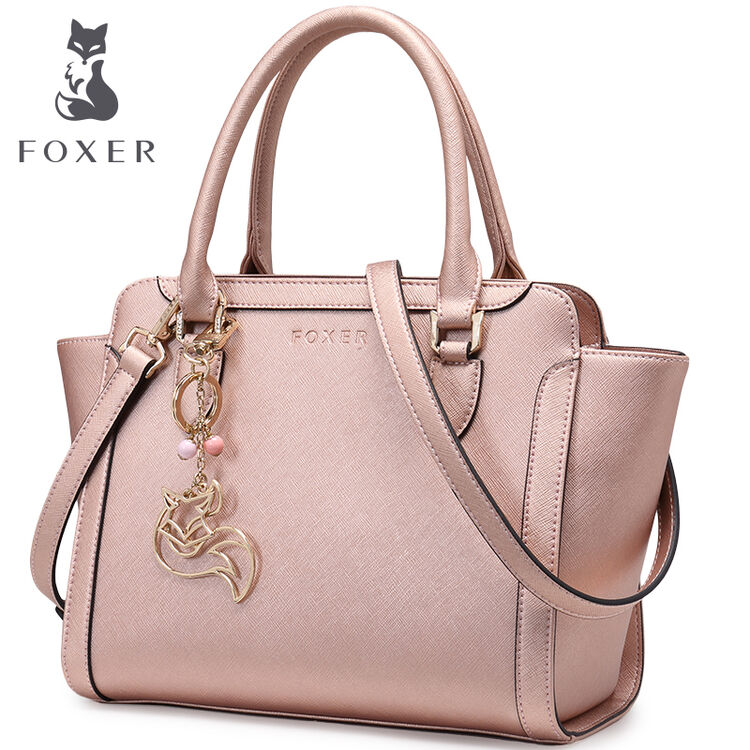金狐狸(foxer)新款时尚女包狐狸吊饰翅膀包百塔手提女士包包牛皮单肩