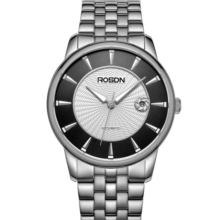 劳士顿(rosdn)男士全自动机械男表2085g 钢带黑色表盘