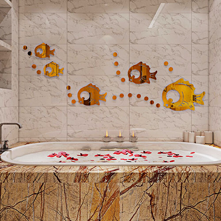 忆悦3d水晶立体亚克力镜面墙贴画儿童房装饰镜面贴装饰贴 镜面金