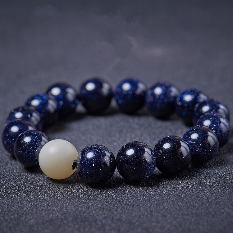 形象派 蓝砂石手串男佛珠手链女饰品 12毫米