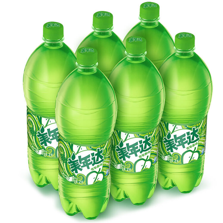 美年达 mirinda 青苹果味 碳酸饮料 2l*6瓶 百事可乐出品 (新老包装