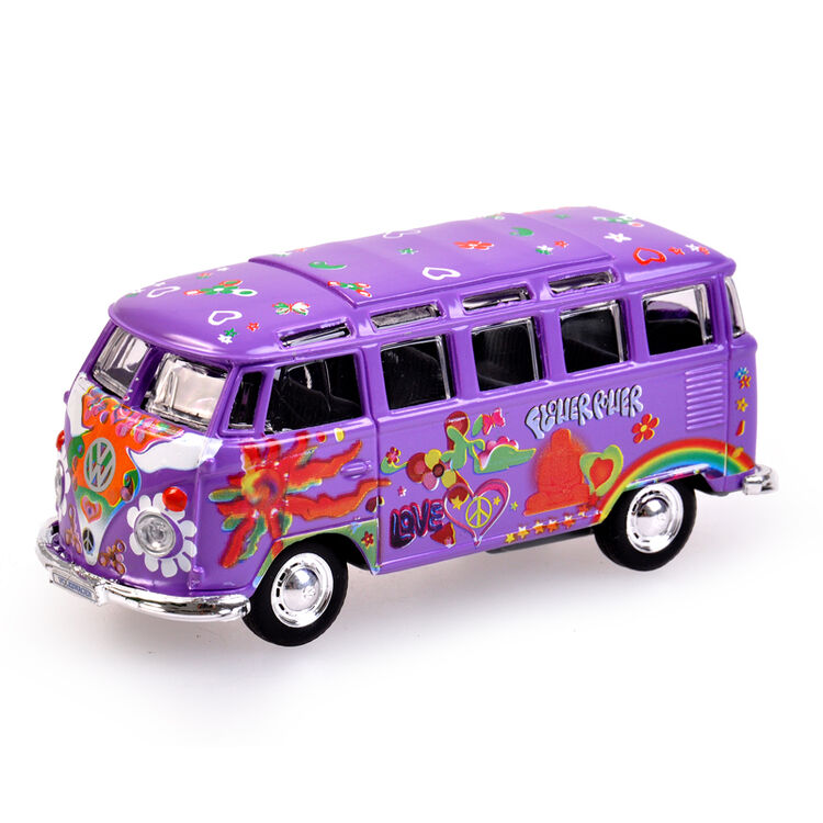 1:40 大众面包车紫色 合金回力汽车模型 仿真儿童玩具车