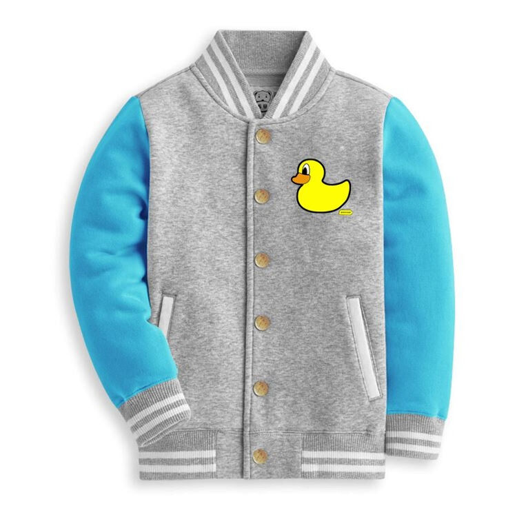 大黄鸭童装 男童女童春秋棒球服外套 班服儿童卫衣开衫 灰色 120cm