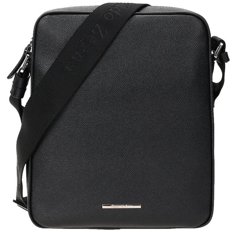 ermenegildo zegna 杰尼亚 男士黑色皮质单肩斜挎包 214 cq005a alp