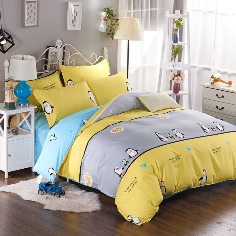 澳思梦卡通四件套纯棉床品套件全棉被套床上用品床单被罩 萌萌一家 1.