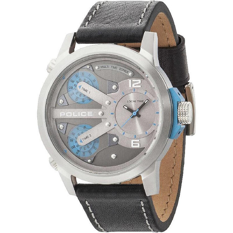 全球购警察(police) 50mm black leather band 手表男