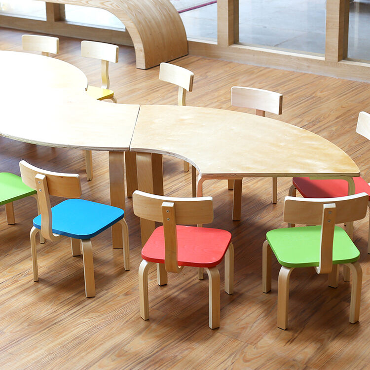 木质拼接课桌早教培训班组合桌儿童学习桌子宝宝班圆桌 大半圆54cm高