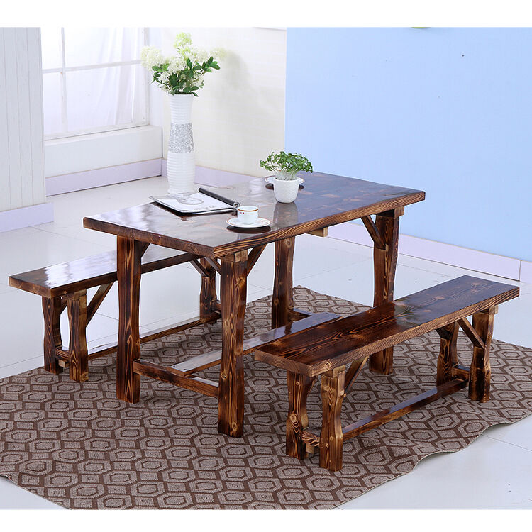 艳艳 碳化防腐木桌椅户外实木休闲桌椅 阳台酒吧桌椅仿古桌凳庭院桌椅