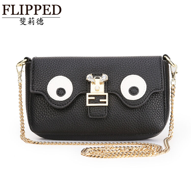flipped斐莉德 新款气质个性女包出行单肩斜挎包大眼睛链条包小方包
