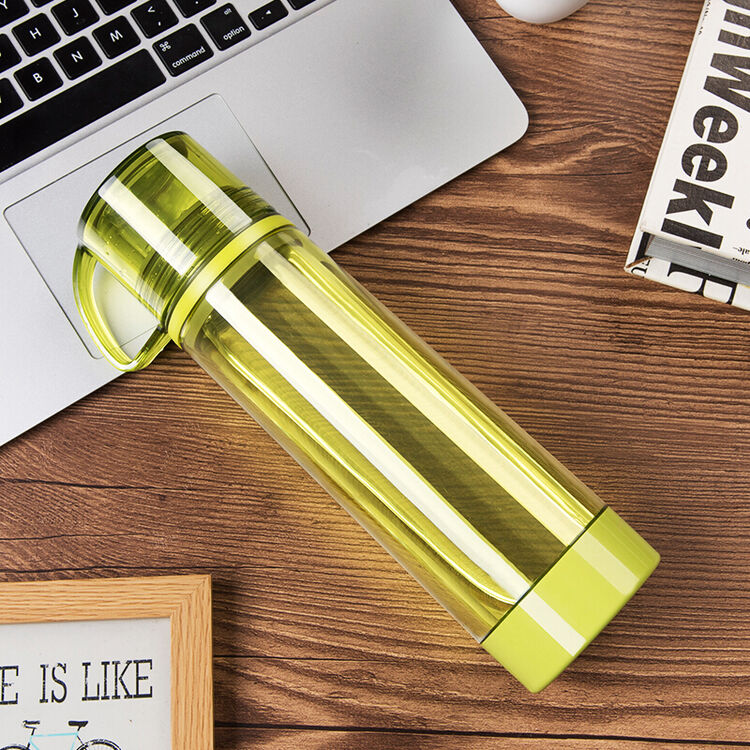 绿珠 创意玻璃杯 双层防烫车载水杯 便携运动杯子 内胆玻璃塑料外壳