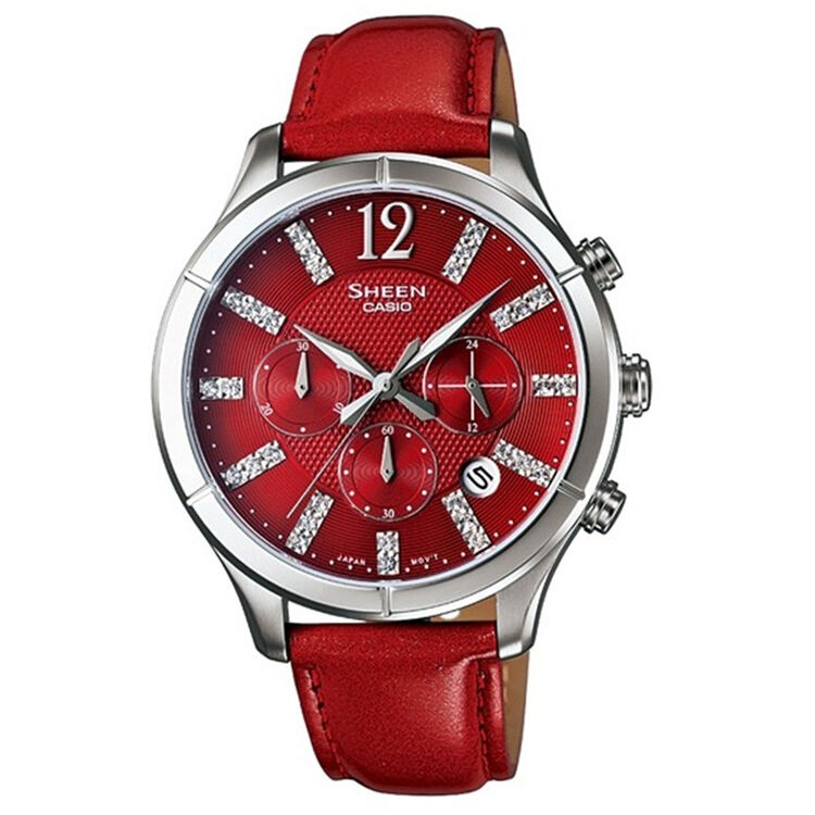 卡西欧(casio)手表 sheen系列时尚皮带石英女表she-5020l-4a