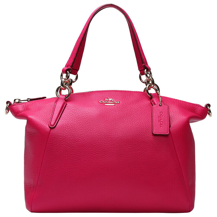 coach 蔻驰 女款玫红色皮革单肩手提饺子包 小号 f36675imbaj