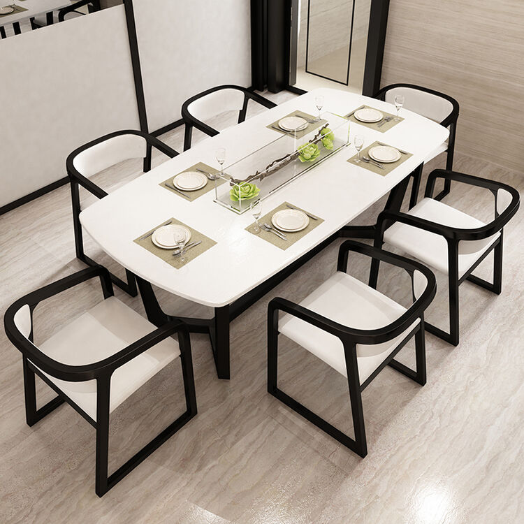 北欧实木餐桌椅组合大理石大小户型现代简约4长方形6日式饭桌8人 1米4