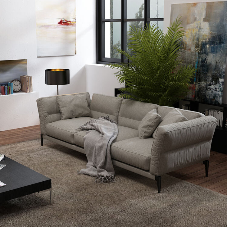 意大利客厅家具北欧现代小户型转角羽绒布艺沙发组合 c组合深咖色