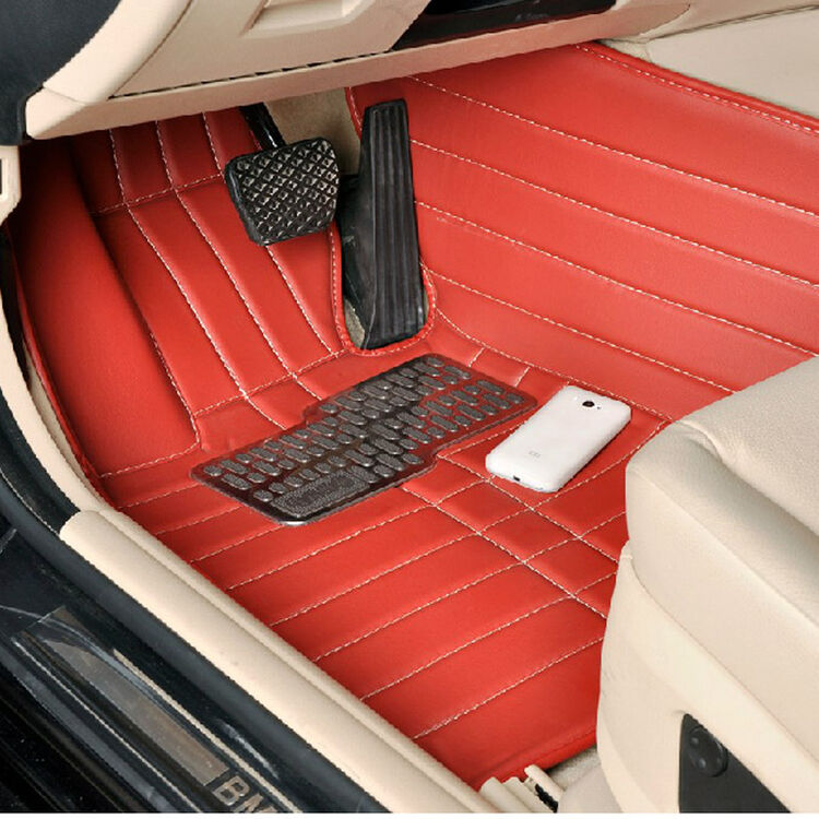 豫华铭扬 纯手工汽车全包围脚垫 超软tpu耐磨皮革加厚海绵 红色 奥迪a