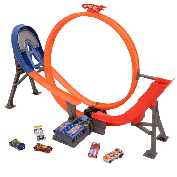 美泰风火轮轨道男孩玩具火辣小跑车赛道电动赛车合金车轨道套装回旋