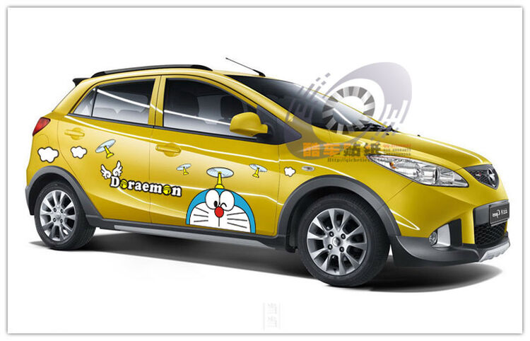 含两侧机器猫车贴哆啦a梦车身贴叮当猫汽车贴纸拉花送小贴