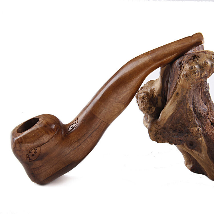 斗韵手工麻梨木疙瘩烟斗小叶鼠李木直式包头烟斗 麻梨弯款