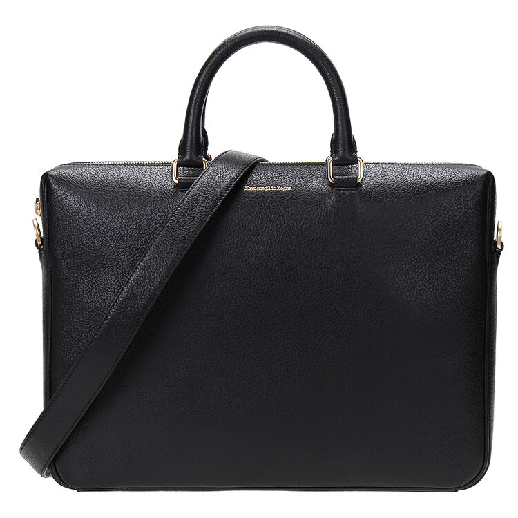 ermenegildo zegna 杰尼亚 男士黑色皮质手提单肩包 c1243b boa ner