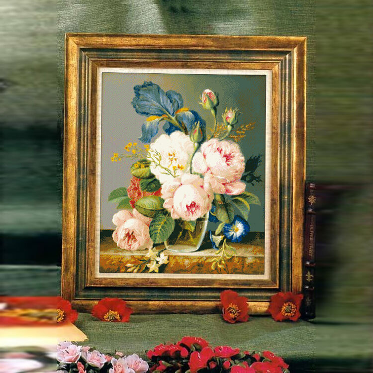 多美绣十字绣法国dmc绣线花草 娇艳欲滴玫瑰花客厅卧室新款印花 白布