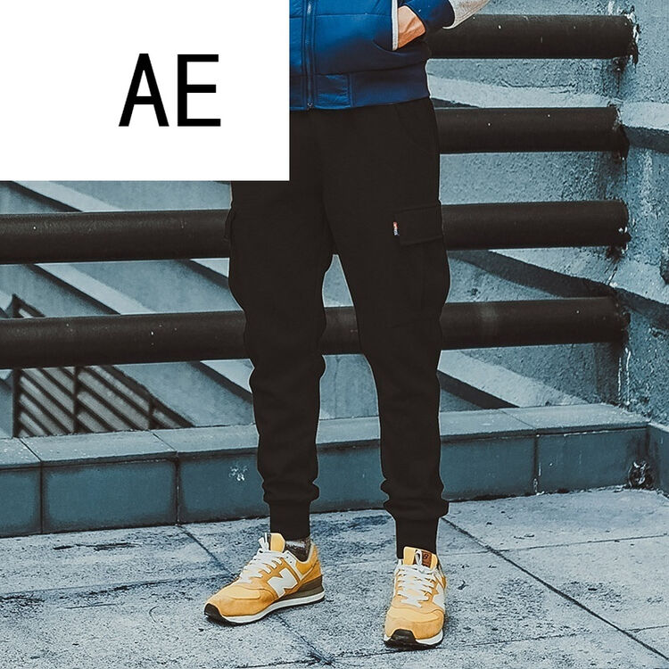 ae 潮牌2016冬季运动裤男士裤子加绒加厚休闲裤小脚哈伦裤束脚收口
