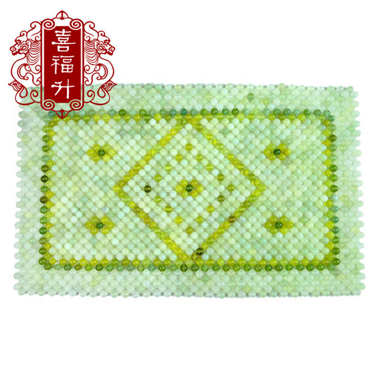 喜福升玉石枕帘夏凉垫子玉珠菱形枕巾玉石圆珠枕巾摆件 大款