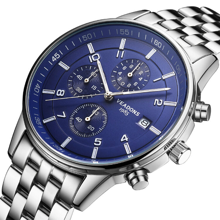 威顿(veadons)男士手表 时尚商务多功能防水夜光石英手表 1003白壳蓝