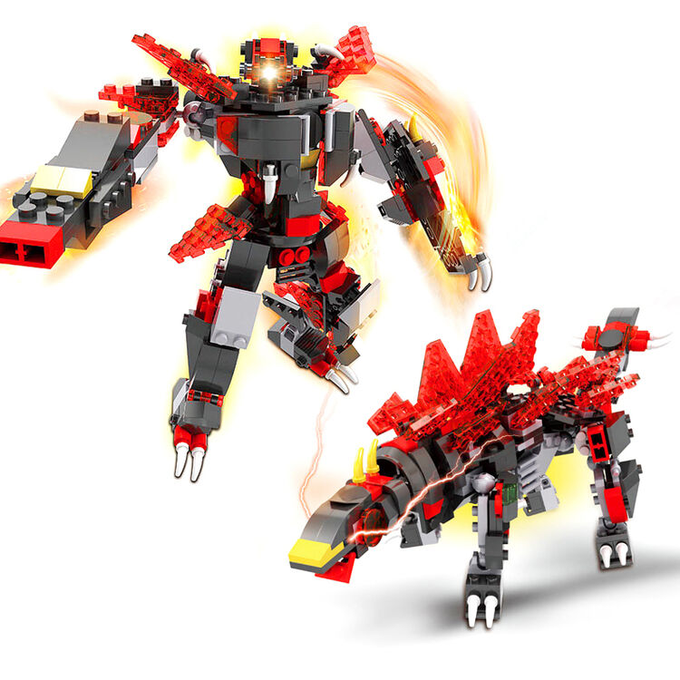 cogo 积高侠拼装积木玩具套装 二代反派兽甲2合1系列 剑龙兽甲