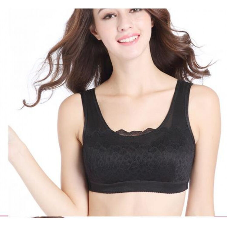 文胸手术后切除专用内衣假乳房癌胸罩无钢圈抹胸背心 黑色无钢圈 75a