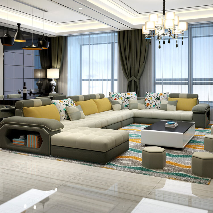 梵爱 布艺沙发可拆洗客厅大小户型沙发组合家具 【豪华版】四件套