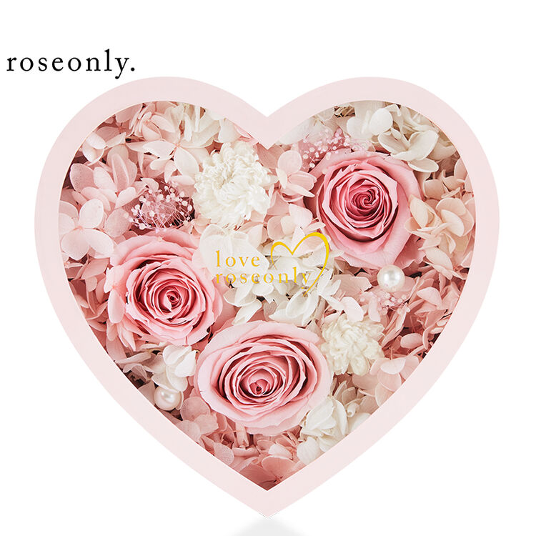 love roseonly永生玫瑰花礼盒进口玫瑰花送女友送爱人推荐 中型心盒