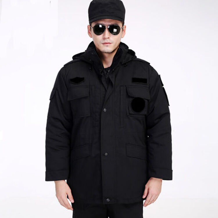 尚马棉大衣冬季安保物业工作服户外保安作训服保安服冬装棉服 黑色