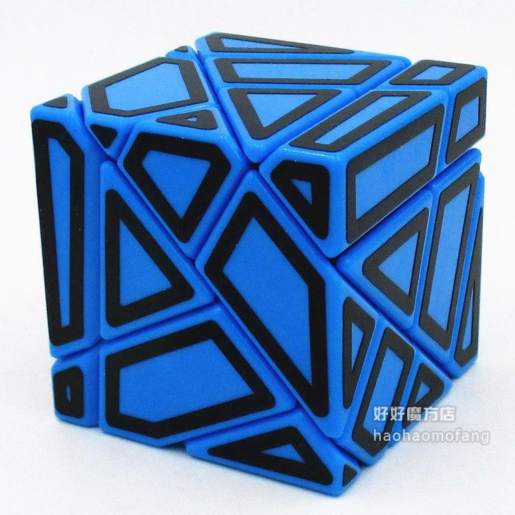 能兴三阶鬼魔魔方 3阶专业顺滑异形魔方 蓝底镂空黑贴纸款