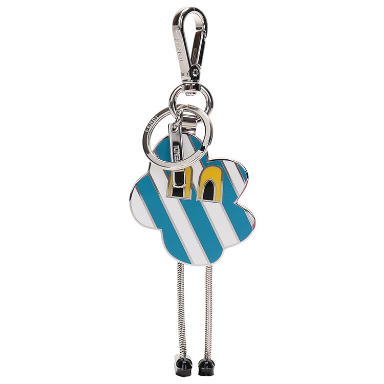 fendi 芬迪 男士白色浅蓝色珐琅金属云朵造型钥匙扣 7ar568 b09 f08ex