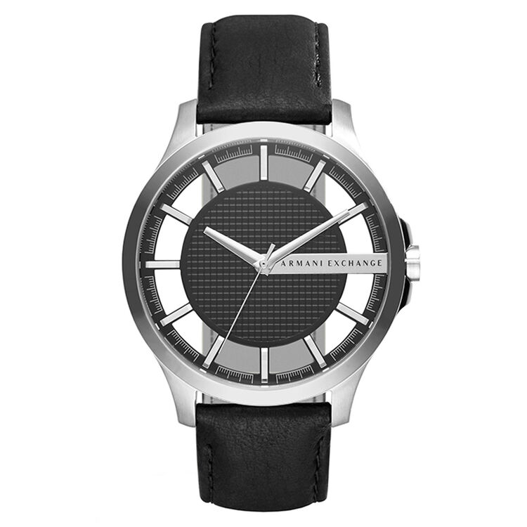 阿玛尼(armani exchange)手表 皮带黑色表盘休闲石英男士时尚腕表ax