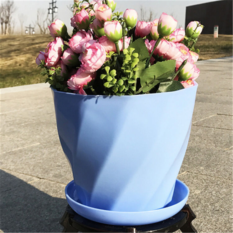 月娥 塑料加厚花盆 花瓣型斜纹型花盆 彩色塑料花卉盆栽通用花盆 水培