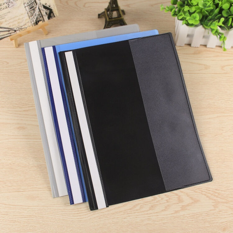 黑色a4报告夹2孔装订文件夹透明打孔活页夹资料夹塑料便利夹 蓝色(10